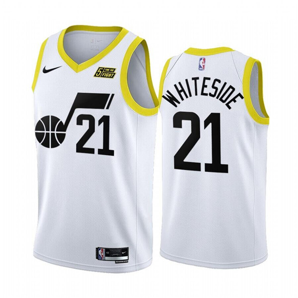 Men's Utah Jazz #21 Hassan Whiteside White 2022/23 Association Edition Stitched Basketball Jersey - Click Image to Close